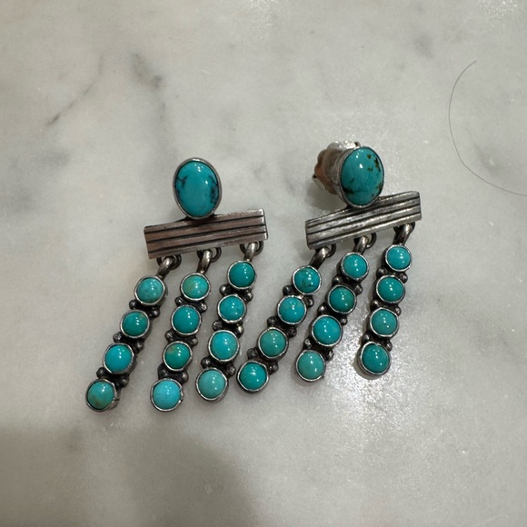Chic Turquoise and Silver Dangle Earrings